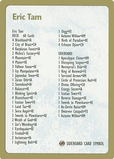 1996 Preston Poulter Decklist Card [World Championship Decks]